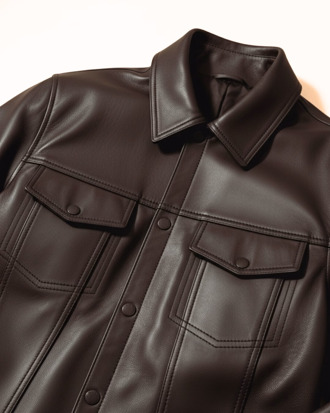 The Vanguard — Classic Trucker, Premium Vegan Leather Jacket - Image 4