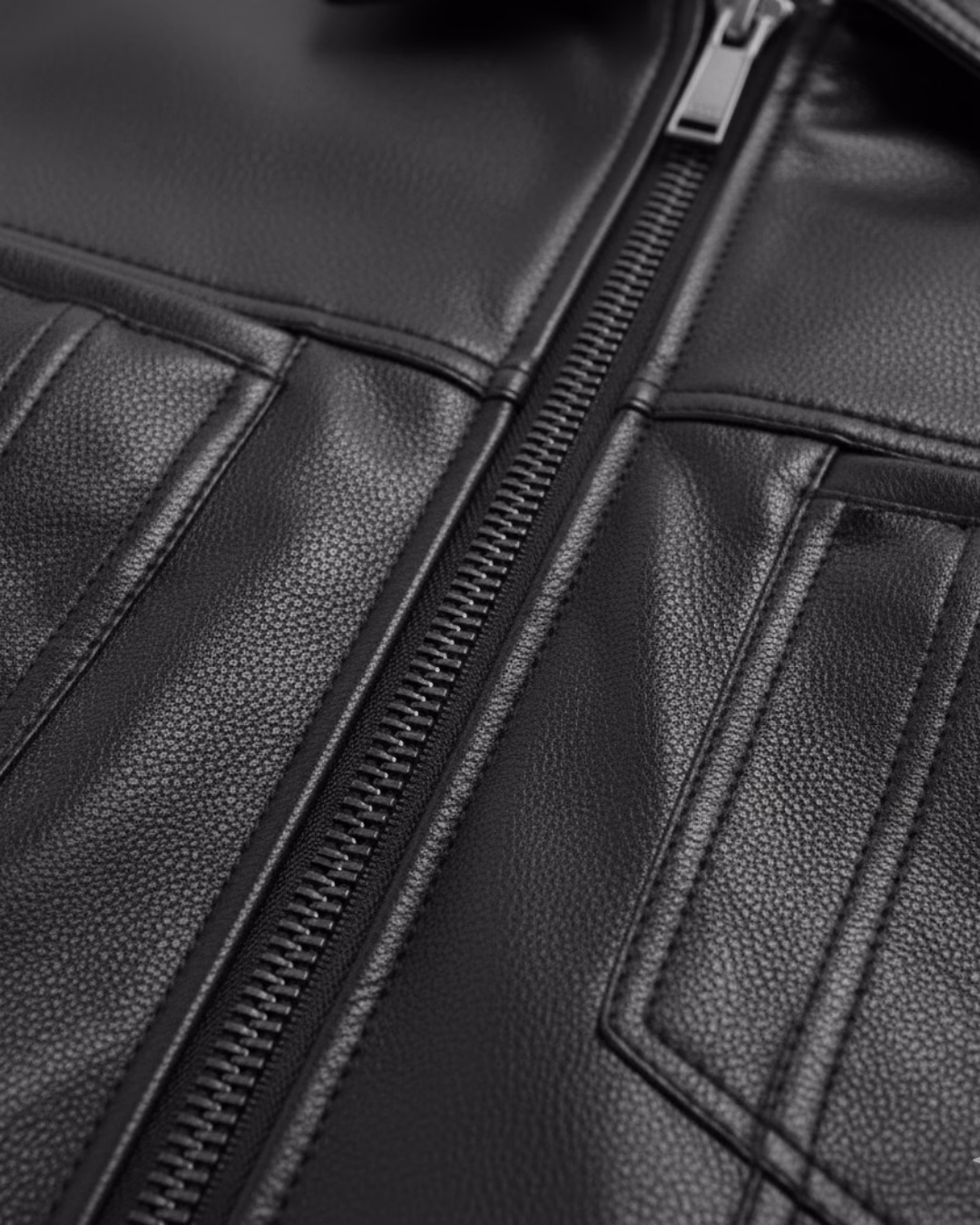 The Icon — Black Slim Collared, Premium Vegan Leather Jacket - Image 5